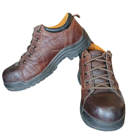 Timberland Pro Womens Titan Brown Leather Oxford Powerfit Work Shoes sz 8W - Picture 2 of 13